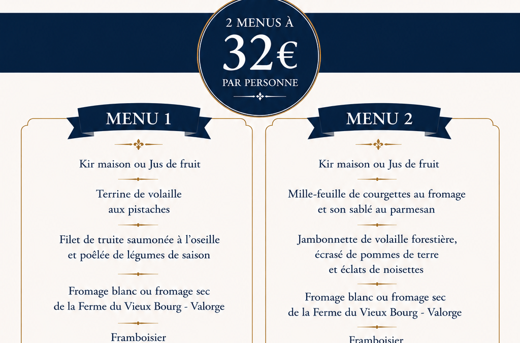 Au menu cette semaine dans notre restaurant…