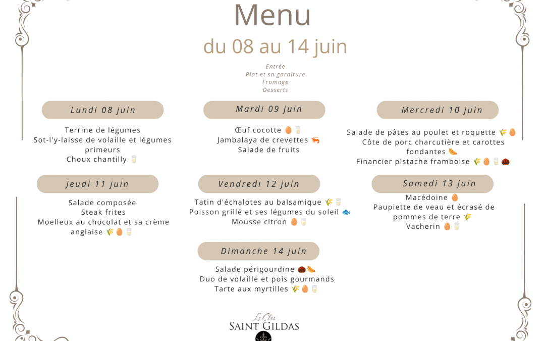 Au menu cette semaine dans notre restaurant…
